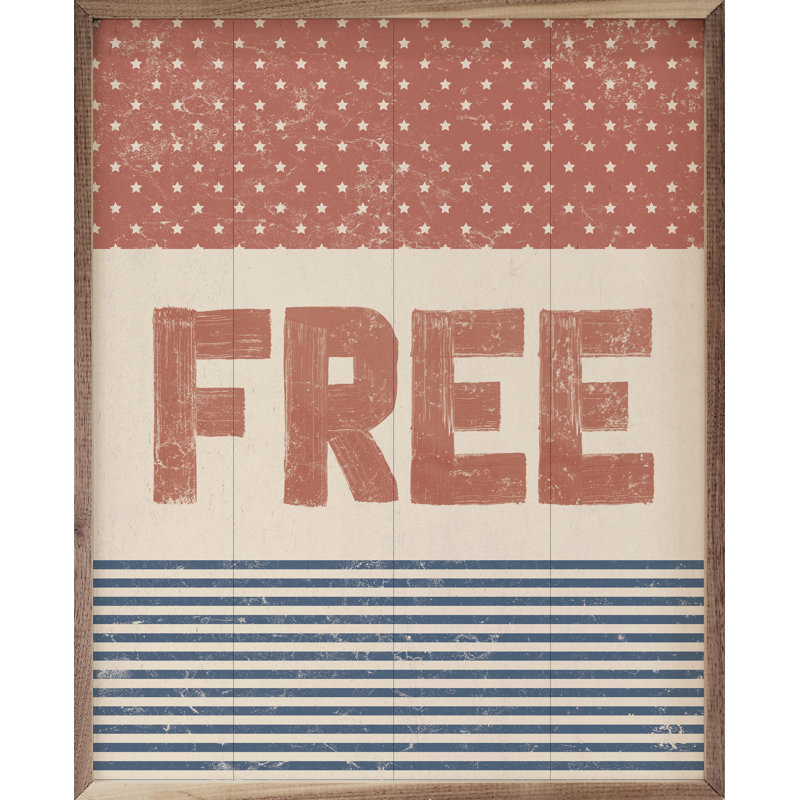 Free Red White Blue encadré sur bois, H 10 po x l 8 po
