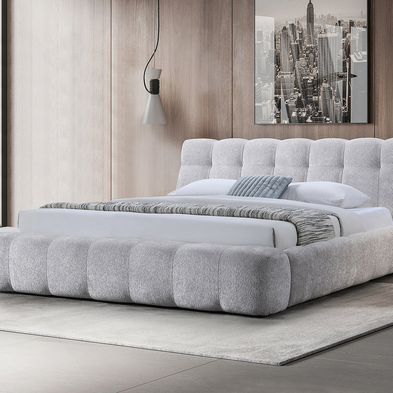 Grey Chenille Eastern King Bed