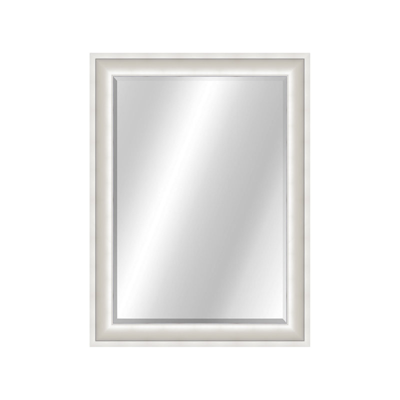 Sterling Rectangle Beveled Wall Mirror, 32.75" x 26.75", Silver/White