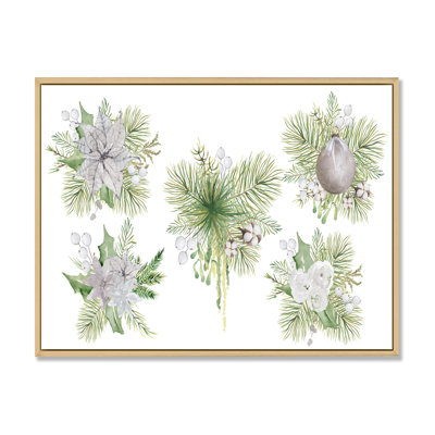 Bouquet floral de Noël avec coton, branches III - peinture sur toile