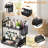 2-Tier Metal Mesh Bathroom Organizer with Drawer, Countertop Storage Shelf with Basket Hooks for Bathroom Sink Vanity and Kitchen Spice Organization