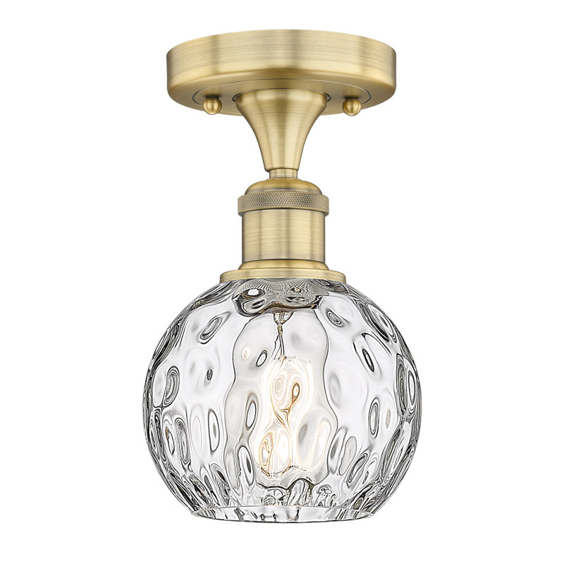 Plafonnier semi-encastré 1 lumière 8 po Cindi, DEL, Laiton brossé, H 8,75 po x l 6 po x P 6 po