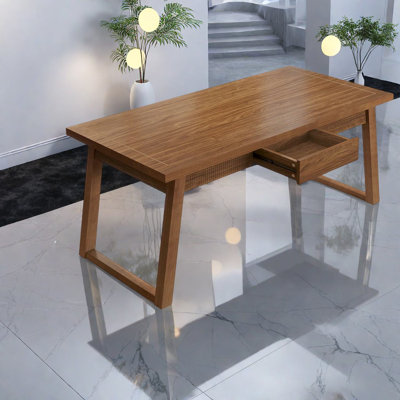 Table de salle à manger spacieuse en bois avec rangement caché, style Mid-Century rustique pour la cuisine