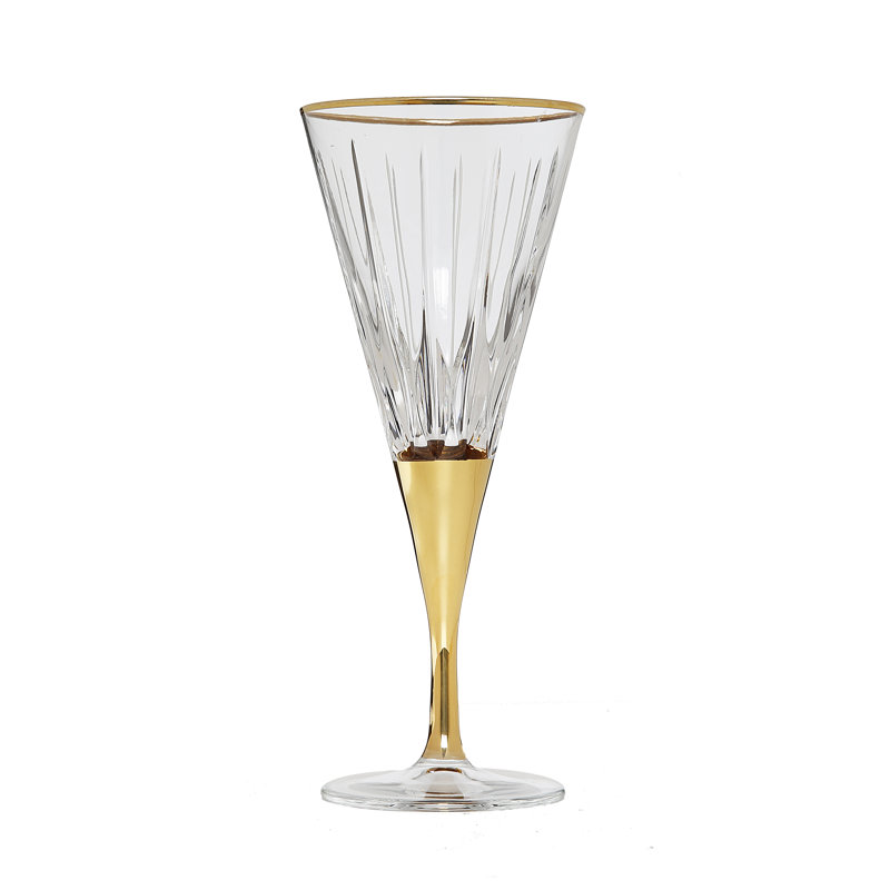 Elegant Gold and Clear Handcrafted Wine Glass Set