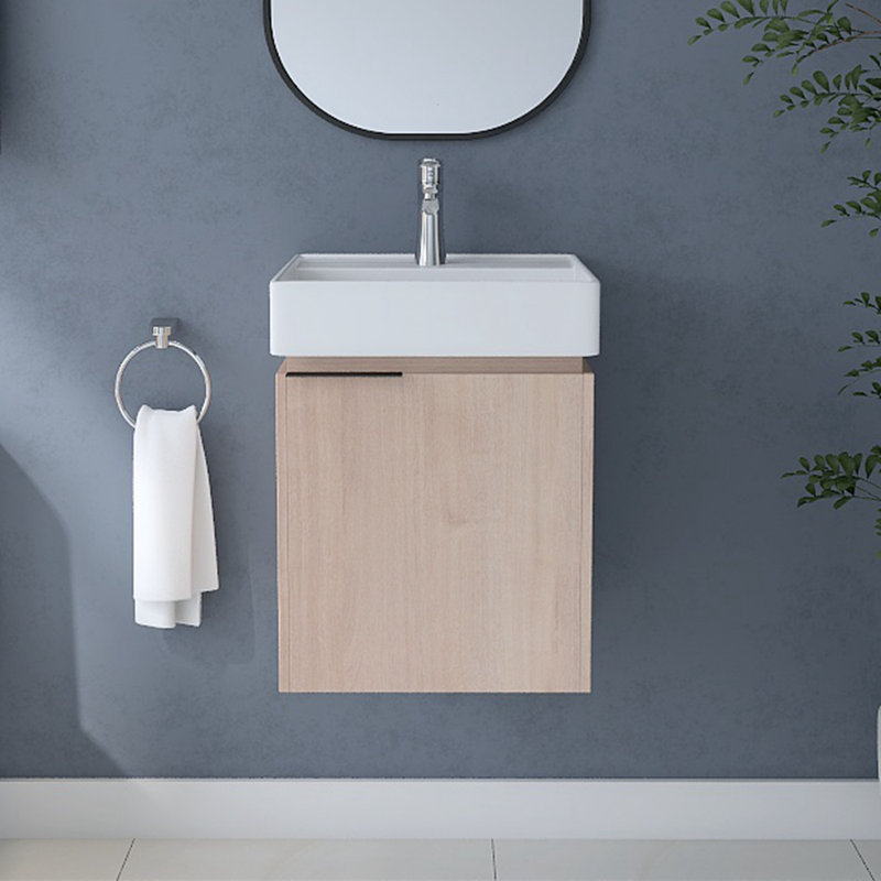 Ensemble de meuble-lavabo simple Mordern, ensemble de meuble-lavabo simple 18 po avec lavabo, ensemble d'armoire murale brune, meuble-lavabo flottant de 18 po pour les petits espaces