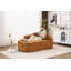 Canapé orange courbé en chenille, causeuse à siège profond comprimé avec coussin pour la décoration intérieure-129606183