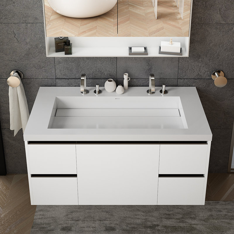 Kubista Bathroom Sink, Matte White, 8" Centers