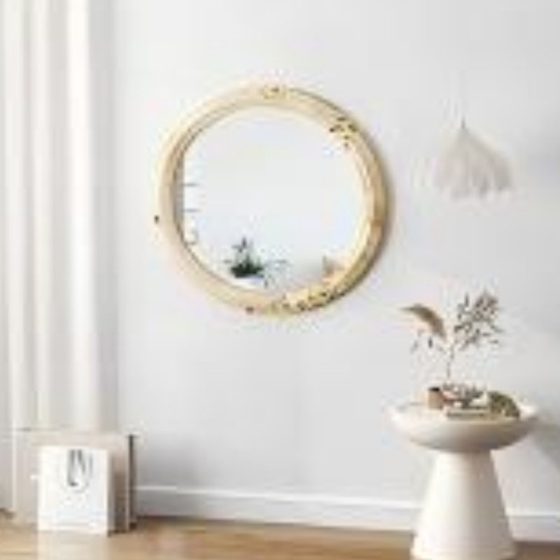 Solid Wood Round Wall Mirror