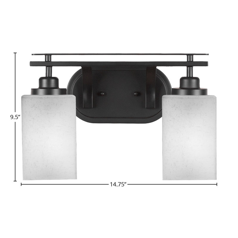 Barre d'éclairage de salle de bain 2 lumières Roderik, Blanc, Noir mat