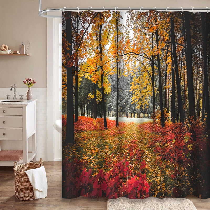 Rideau de douche à 12 crochets Forest Autumn, L 72 po x l 72 po
