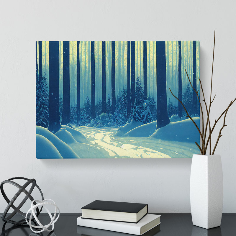 Thrilling Winter Forest - Wrapped Canvas, 35cm H x 50cm W x 3cm D