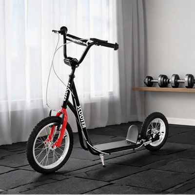 Scooters réglables pour enfants en noir, 53,2 x 22,8 x 34,8 po avec trottinette en acier noir