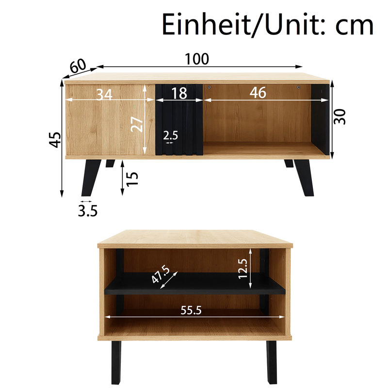 Four Leg Coffee Table with Storage