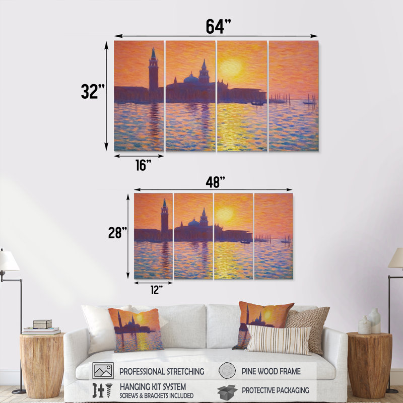 «Sayles - Venice Wall Art For Living Room», 4 pièces, H 28 po x l 48 po