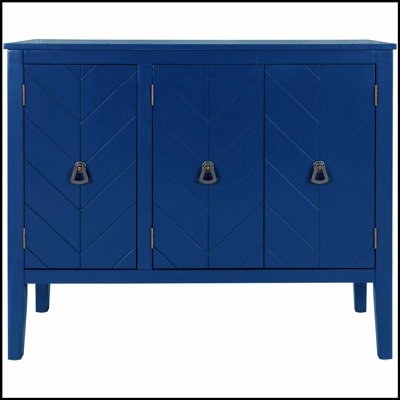 Adjustable Shelf Storage Sideboard – 3 Metal Handles, 4 Pinewood Legs
