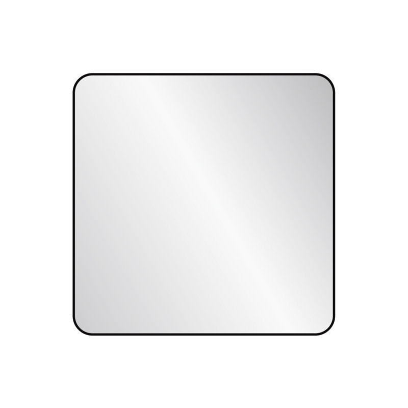 Metal Framed Wall Mounted Accent Mirror, Black, 60cm H x 60cm W