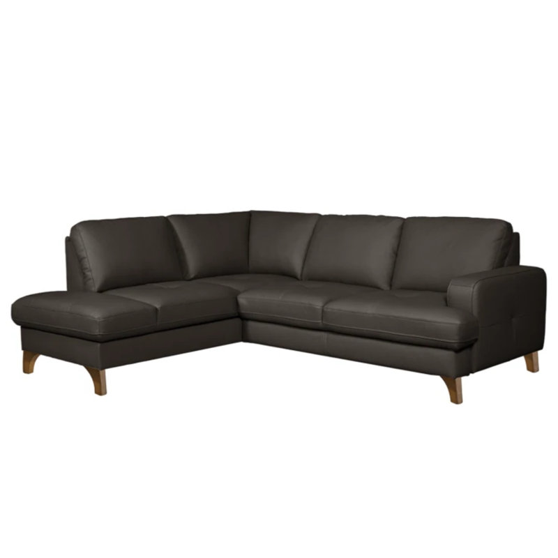 Damar Leather Corner Sofa with Sleeping Function and Storage, Left Hand Facing, Damar Brown Genuine Leather