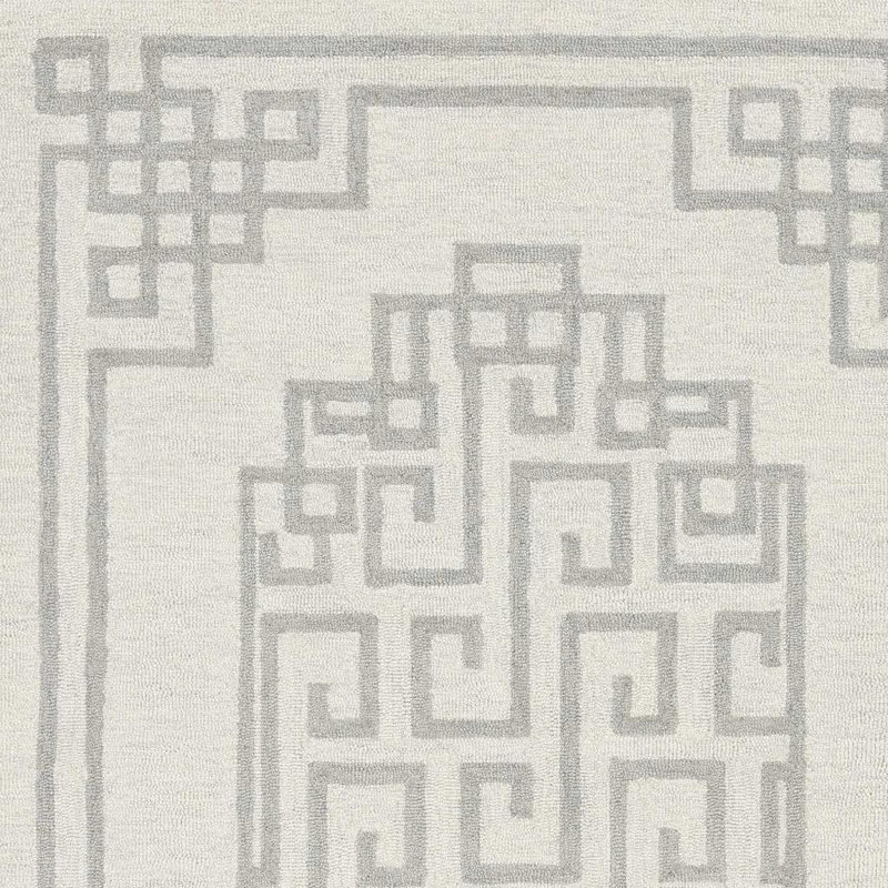 2' X 4' Gray And Ivory Wool Geometric Hand Tufted Area Rug