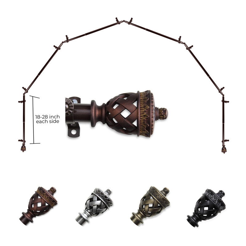 Tringle à rideaux simple réglable 28 "à 48" 0,81 "à baie vitrée, 18 po - 28 po (chaque côté), Cacao