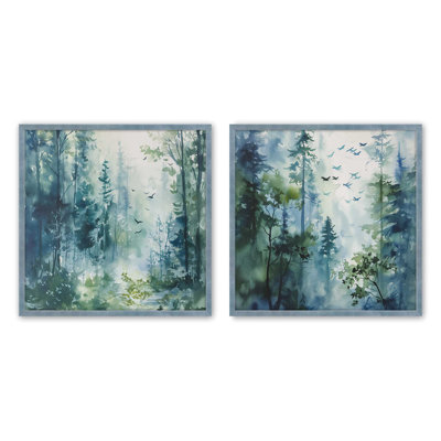 "Forêt enchantée bleue et verte"