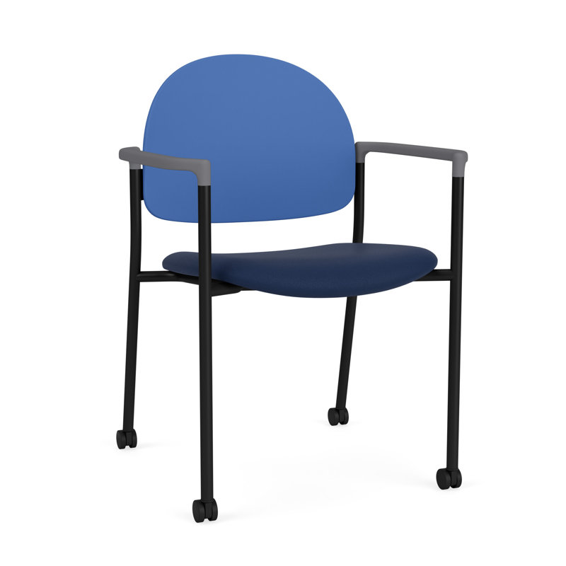 Chaise d'invité à chat avec roulettes, Noir, Encre de Modène / polyester bleu cobalt
