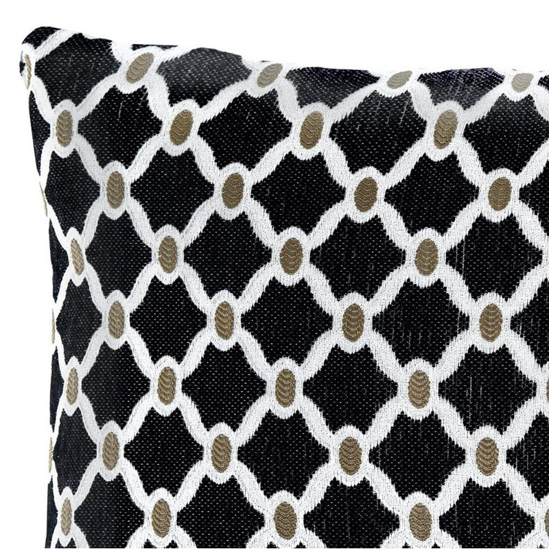 Beauville Geometric Square Cushion, Black/Cream