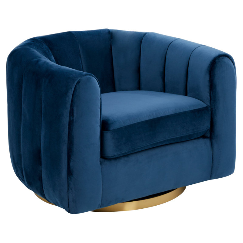 Chaise pivotante en velours bleu marine Cosey, Bleu