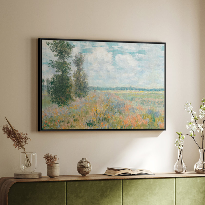 Paysage rétro -XCII, Toile encadrée noire, H 27 po x l 41 po x P 2 po