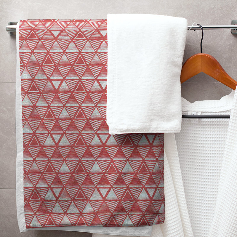 Serviette de bain Classic, Rouge foncé / blanc