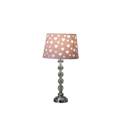 Lampe de table empilable 22 "en cristal rose avec abat-jour en forme de cœur - Ariel | Éclairage décoratif pour la chambre à coucher