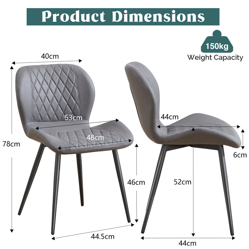 46cm H Dining Chair, Dark Grey
