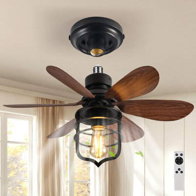  20" Farmhouse Ceiling Fan With Light Kit And Remote Control