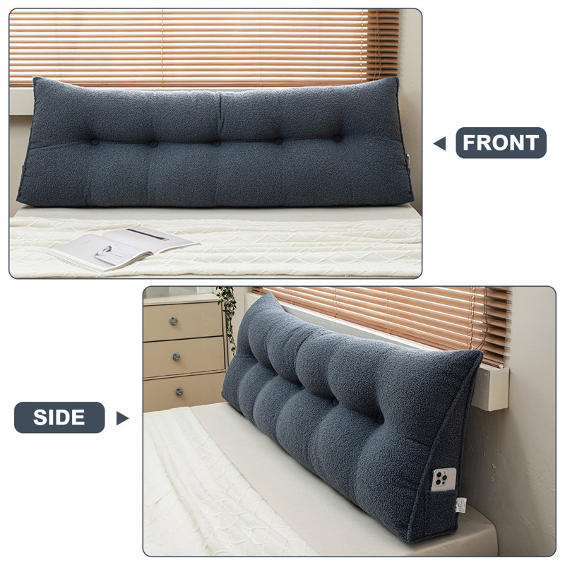 Coussin de tête de lit triangulaire, H 19,7 po x l 78 po, Bleu