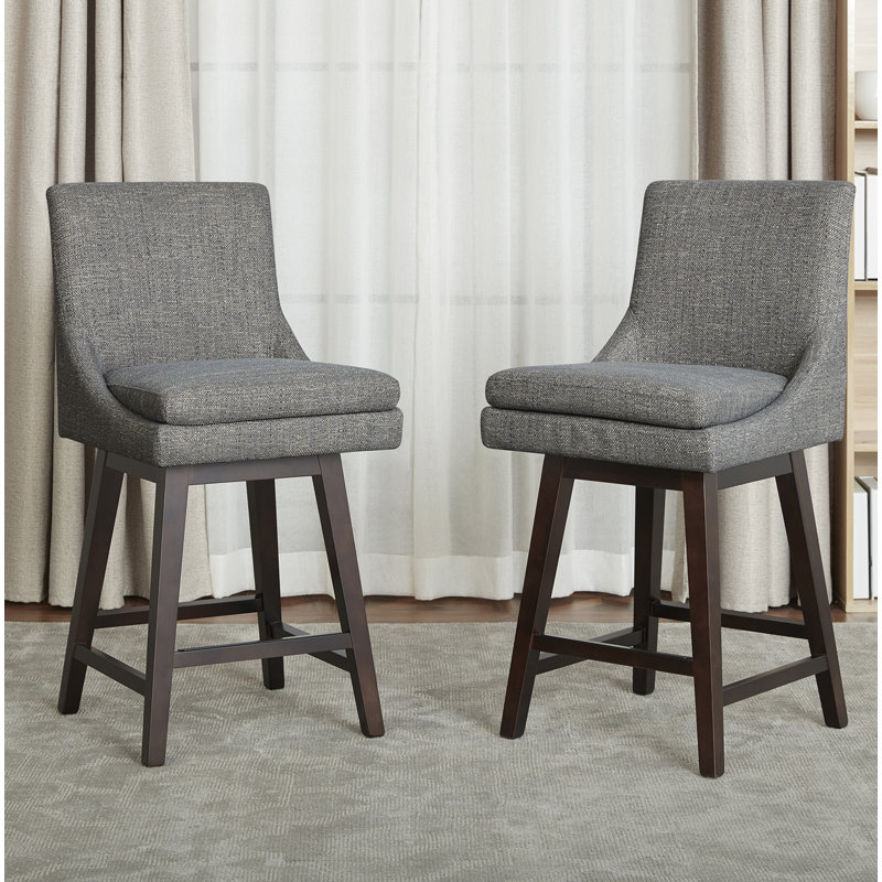 Aleksy Swivel Counter & Bar Stool, Fog Gray, Counter Stool (26.5" Seat Height)
