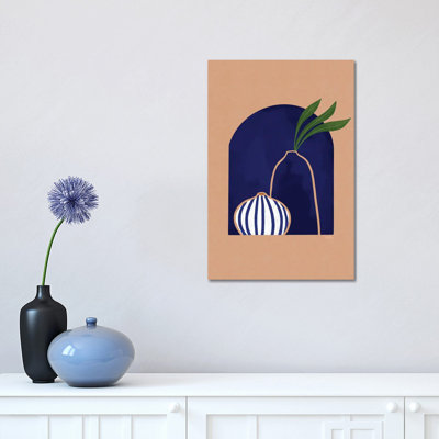 Blue Ceramics 1 Piece Wrapped Canvas Wall Art