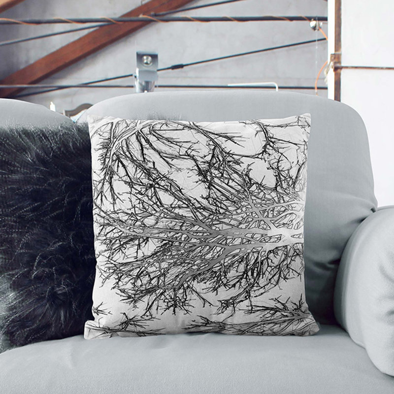 Tree Branches in Central Park New York Cushion with Filling, White, 40cm H x 40cm W x 15cm D