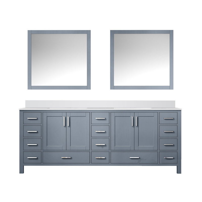 Jacques 84" Dark Grey Double Bath Vanity with White Quartz Top