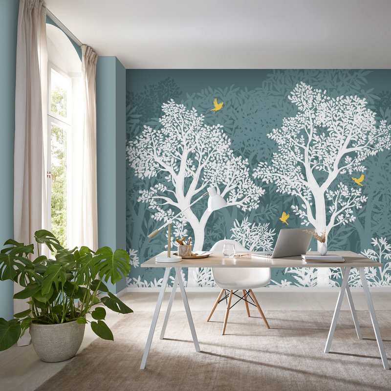 Forest Flight Wall Mural, Teal
