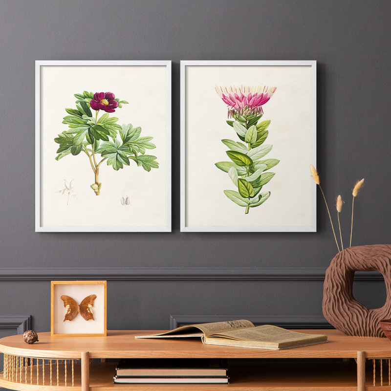 «Pretty Pink Botanicals III», reproduction encadrée de qualité supérieure - prête à être accrochée - aucun clou requis - aucun clou requis