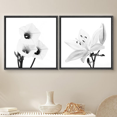 Minimal Botanical " Canterbury And Lily Flower " 2 - Pieces