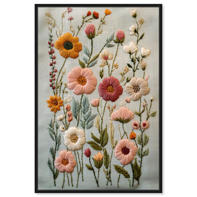 Embroidered Eden II Canvas Floral Embroidery Prints by Art Remedy