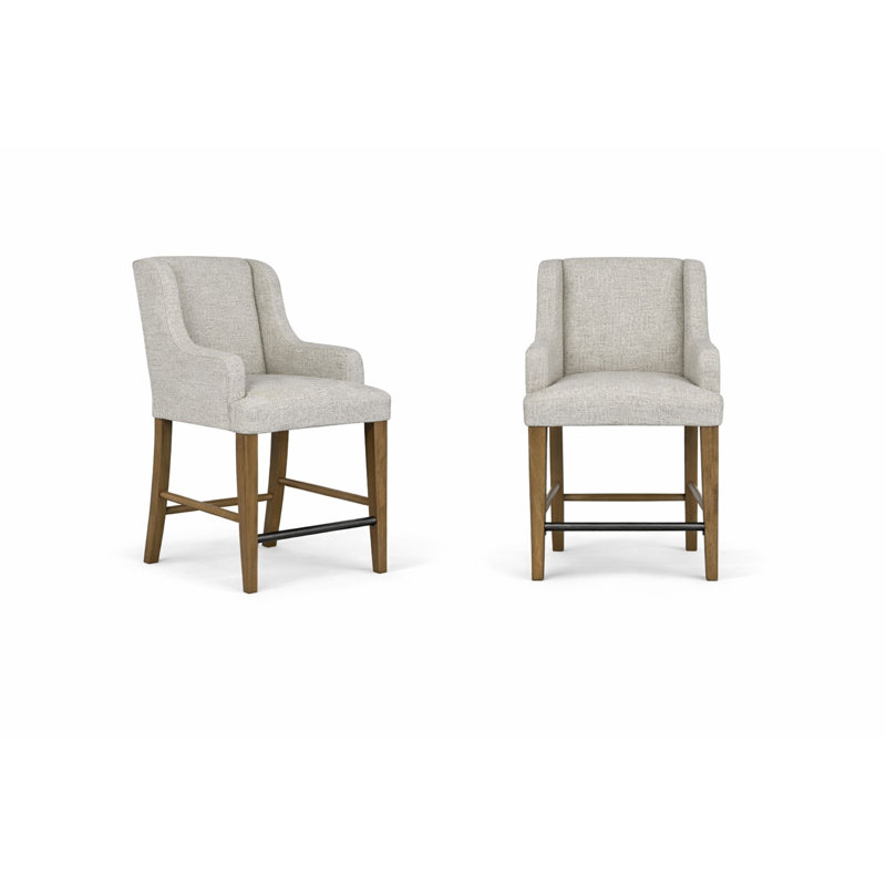 Tabouret de comptoir rembourré Deemston - amande, Brown