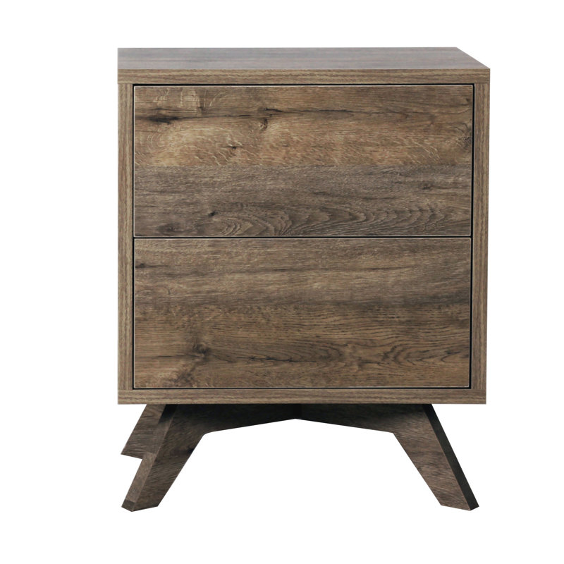 48cm W Manufactured Wood Bedside Table, Distressed Oak