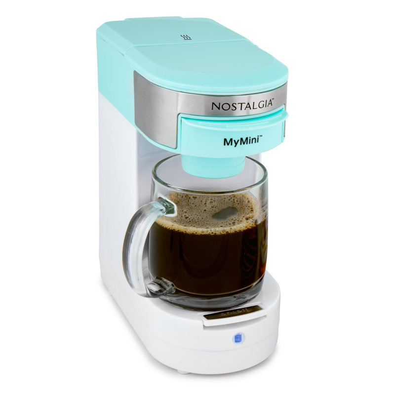 Cafetière individuelle Nostalgia Mymini, lavande, Bleu / blanc