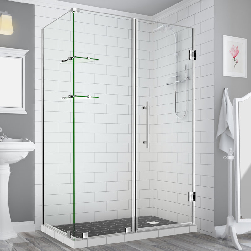 Bromley GS Frameless Clear Glass Stainless Steel Hinged Shower Enclosure