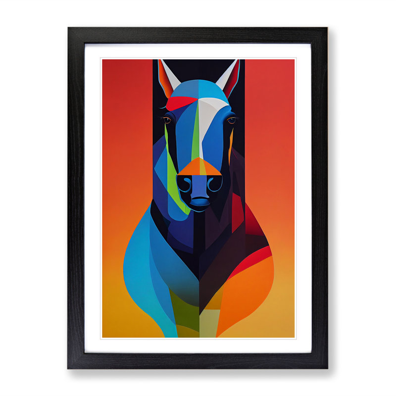 Abstract Horse No.4 - Wall Art, 64cm H x 46cm W x 2cm D, Black Framed
