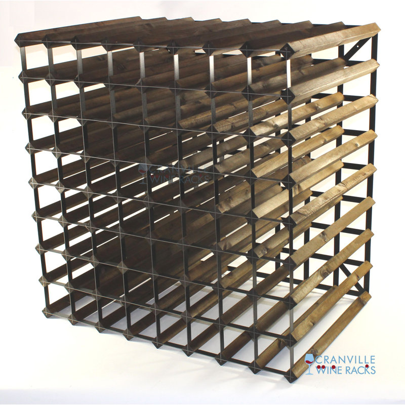 144 Bottle Floor Wine Bottle Rack, Dark Oak Stained Pine