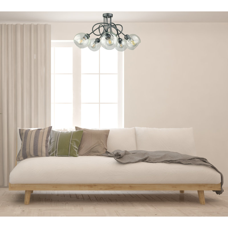 Aliki Glass Semi Flush Mount, Black