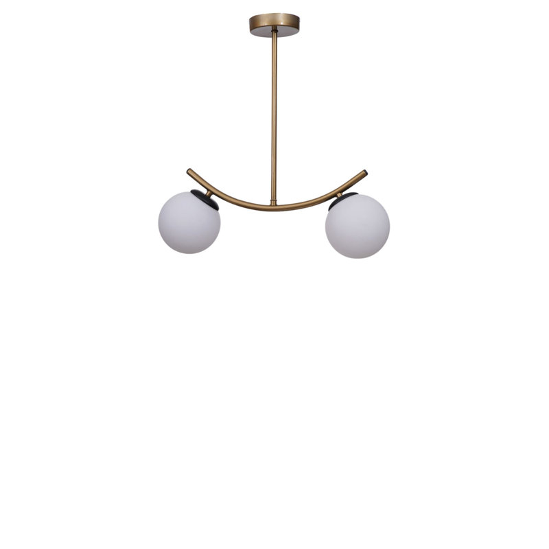 Lustre réglable élégant, structure en métal avec finition blanche et dorée, 5,9 po x 13 po | Hauteur totale: 15,7 - 23,6 pouces | 2 x douilles E27 (40 W maximum) | Idéal pour l'éclairage de salon et de salle à manger, conception moderne