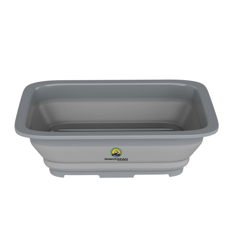 Wakeman Collapsible 7.27L Ice Bucket - Multi-Use Basin, Dish Tub, and Storage Basket, Grey